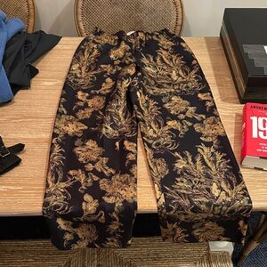 Lafayette 148 New York Black and Gold Floral Pants